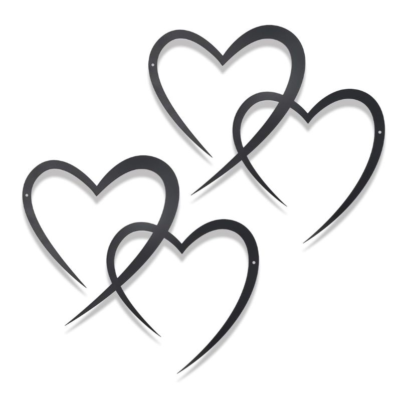 Black infinity heart metal wall art, compact romantic design for weddings, bedrooms, and living spaces.